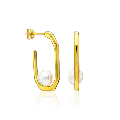 Yarım Yuvarlak İnci Küpe | 925 Gümüş