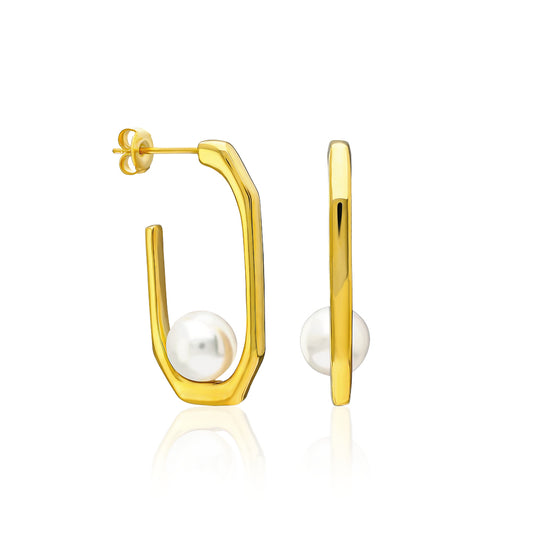 Yarım Yuvarlak İnci Küpe | 925 Gümüş