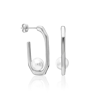 Yarım Yuvarlak İnci Küpe | 925 Gümüş